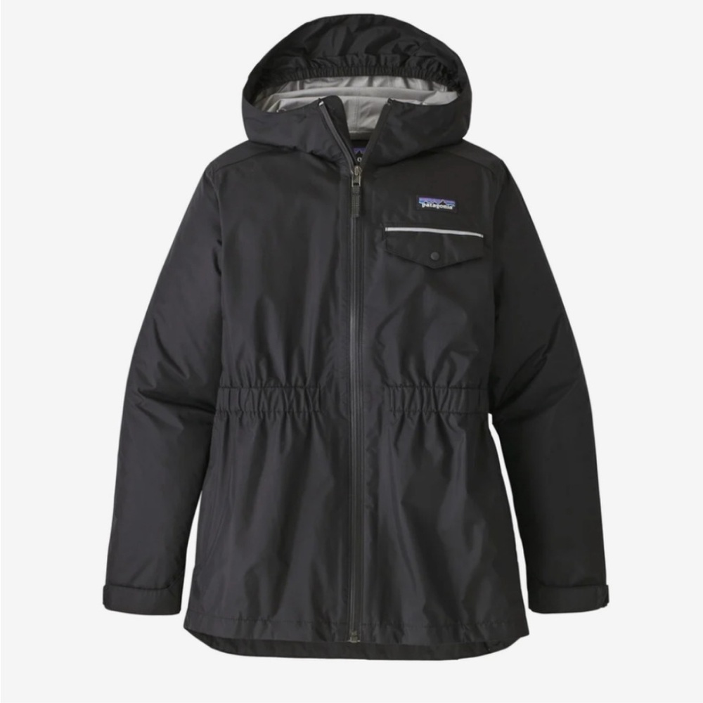 Patagonia Kids Black Raincoat with Hood